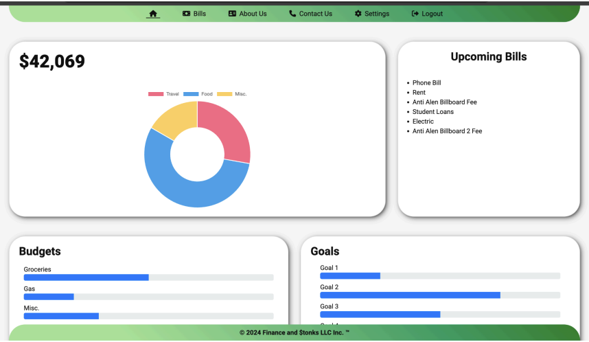 Finance & Stonks project screenshot